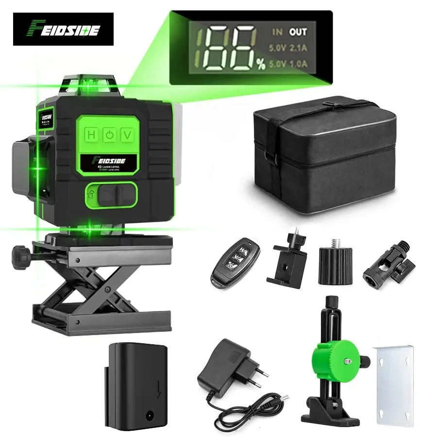 Laser Level 16 Lines 4D Green - FEIDSIDE 16/12 Lines 4D/3D Laser Level