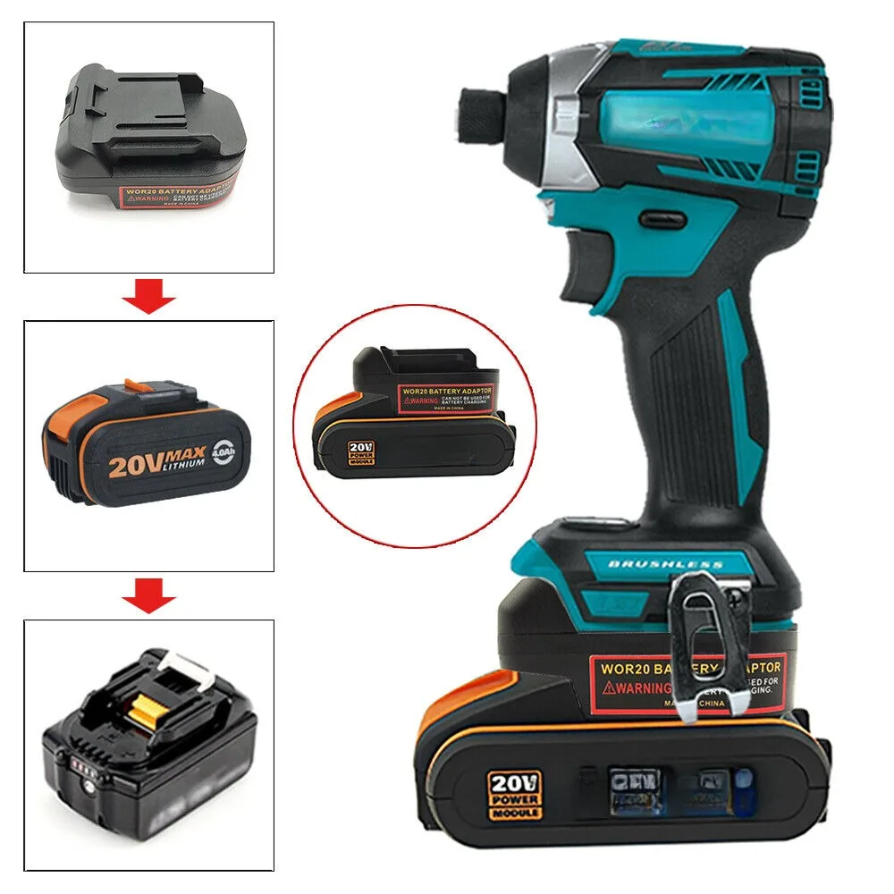 Brushless Cordless Electric Drill 18V - Converter Battery Adapter For Worx 20V