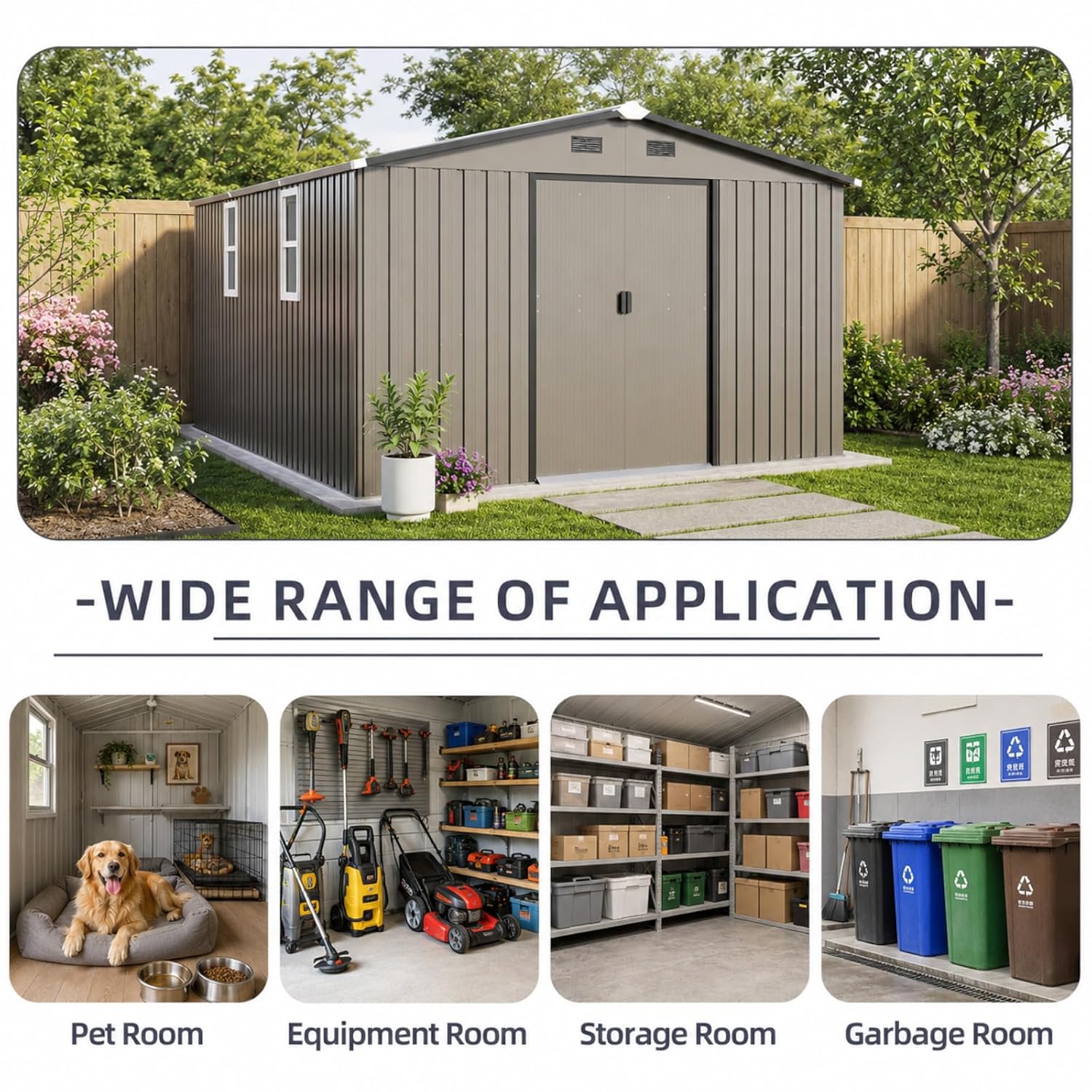 Metal Storage Shed 10x12FT Out - Garden Tools ulasan dan harga