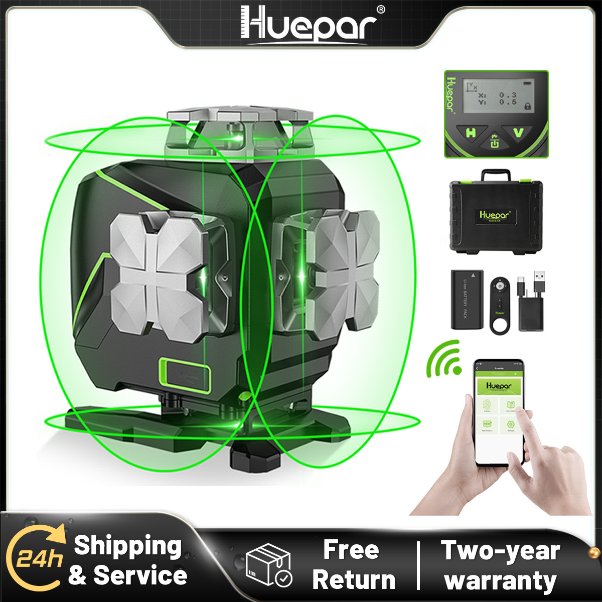 Huepar S04CG-A 16 Lines 4D Cro - Laser Level 16 Lines 4D Green ulasan dan harga