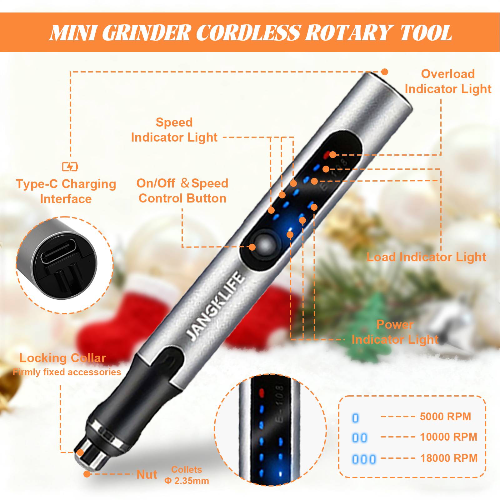 JANGKLIFE USB Cordless Rotary  - Cordless Rotary Tool Kit Accessories ulasan dan harga