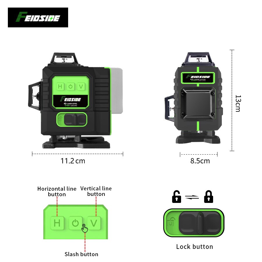 FEIDSIDE 16/12 Lines 4D/3D Las - Laser Level 16 Lines 4D Green ulasan dan harga