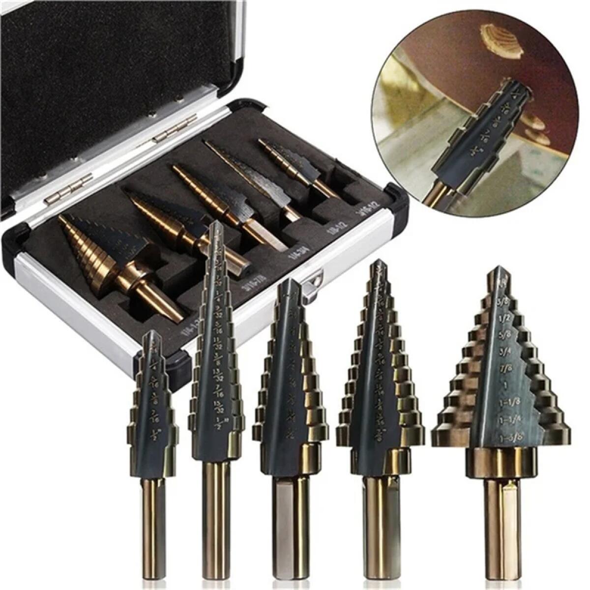 5pcs  Cobalt Step Drill Bit Se - Hardware ulasan dan harga