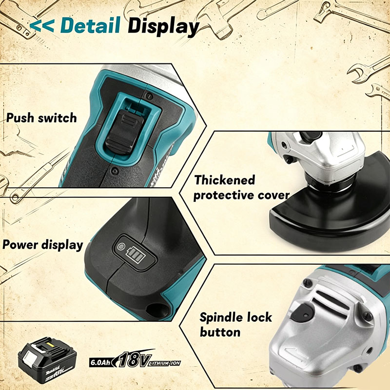 Makita DGA504 18V 6.0Ah 125mm  - Brushless Angle Grinder Battery Powered ulasan dan harga