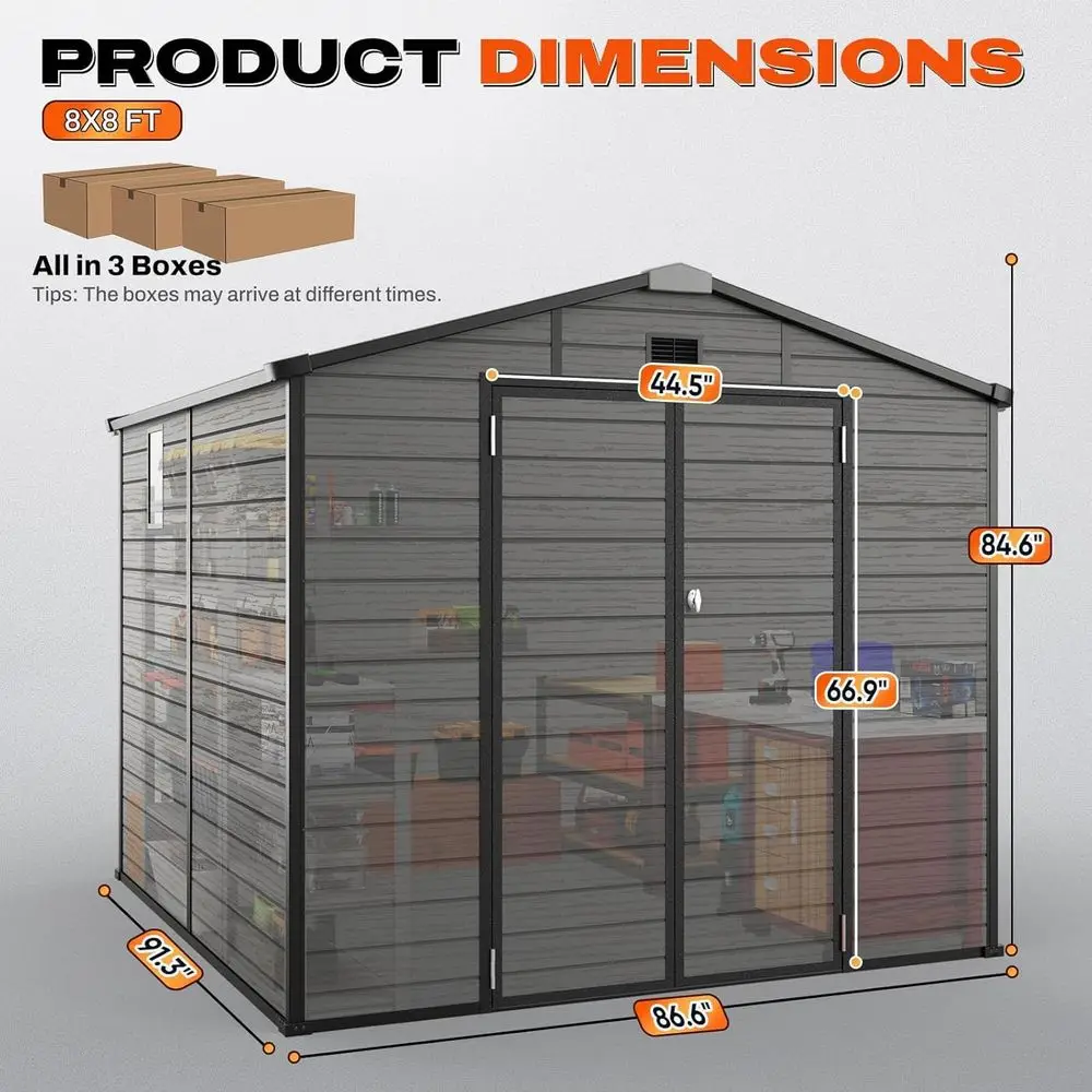 8x8 Outdoor Storage Shed with  - Garden Tools ulasan dan harga