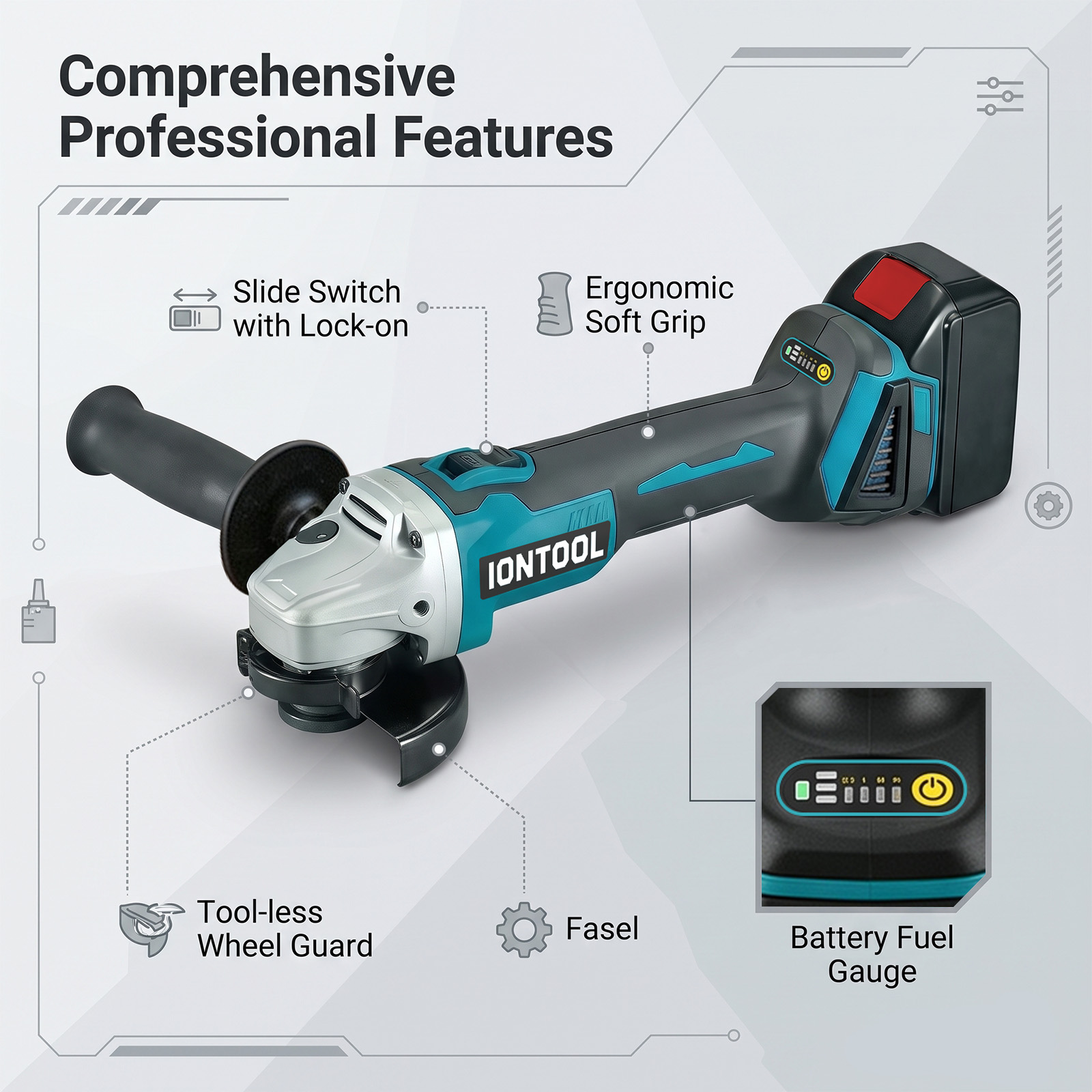 IONTOOL 850W 100mm Cordless An - Brushless Angle Grinder Battery Powered ulasan dan harga