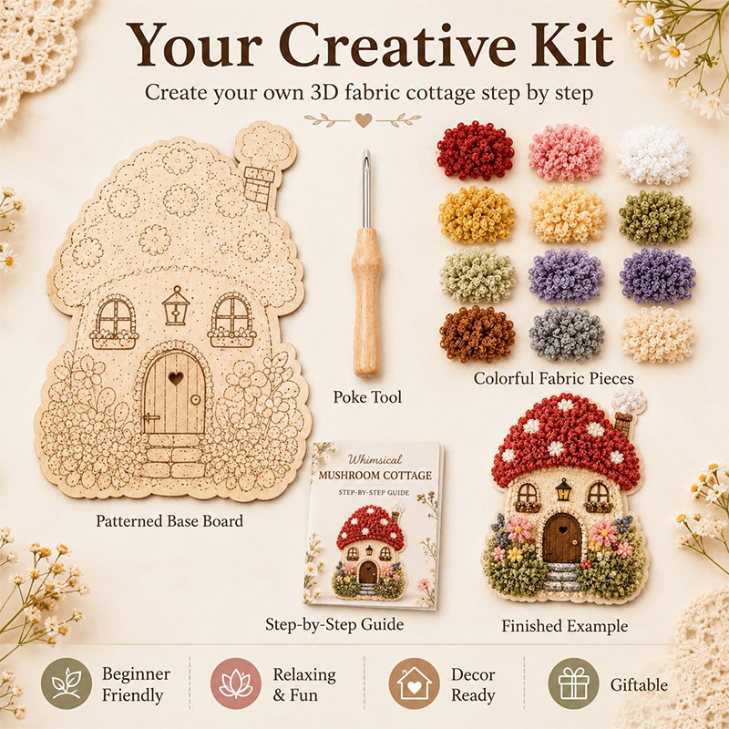 3D Mushroom House Poke Art DIY - Hand Tools ulasan dan harga