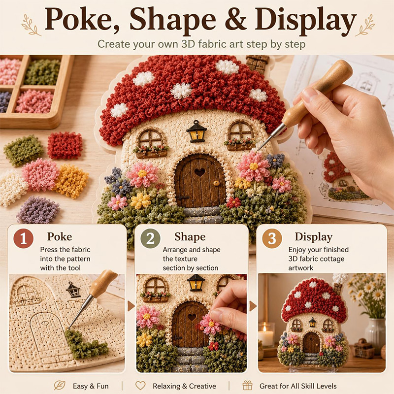 3D Mushroom House Poke Art DIY - Hand Tools ulasan dan harga