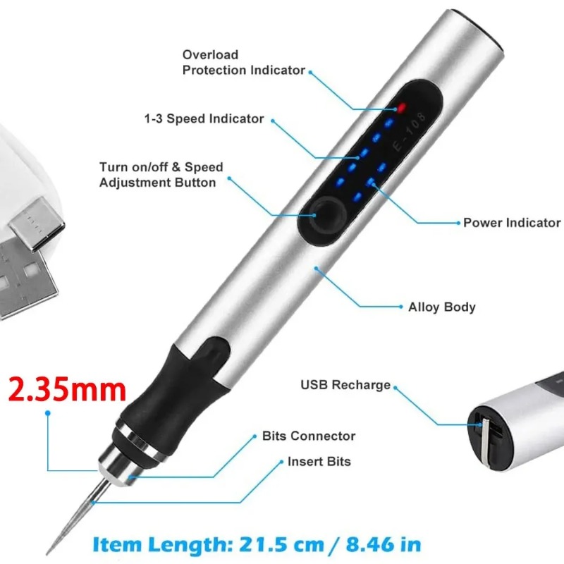 Electric Engraving Pen USB Cor - Cordless Rotary Tool Kit Accessories ulasan dan harga