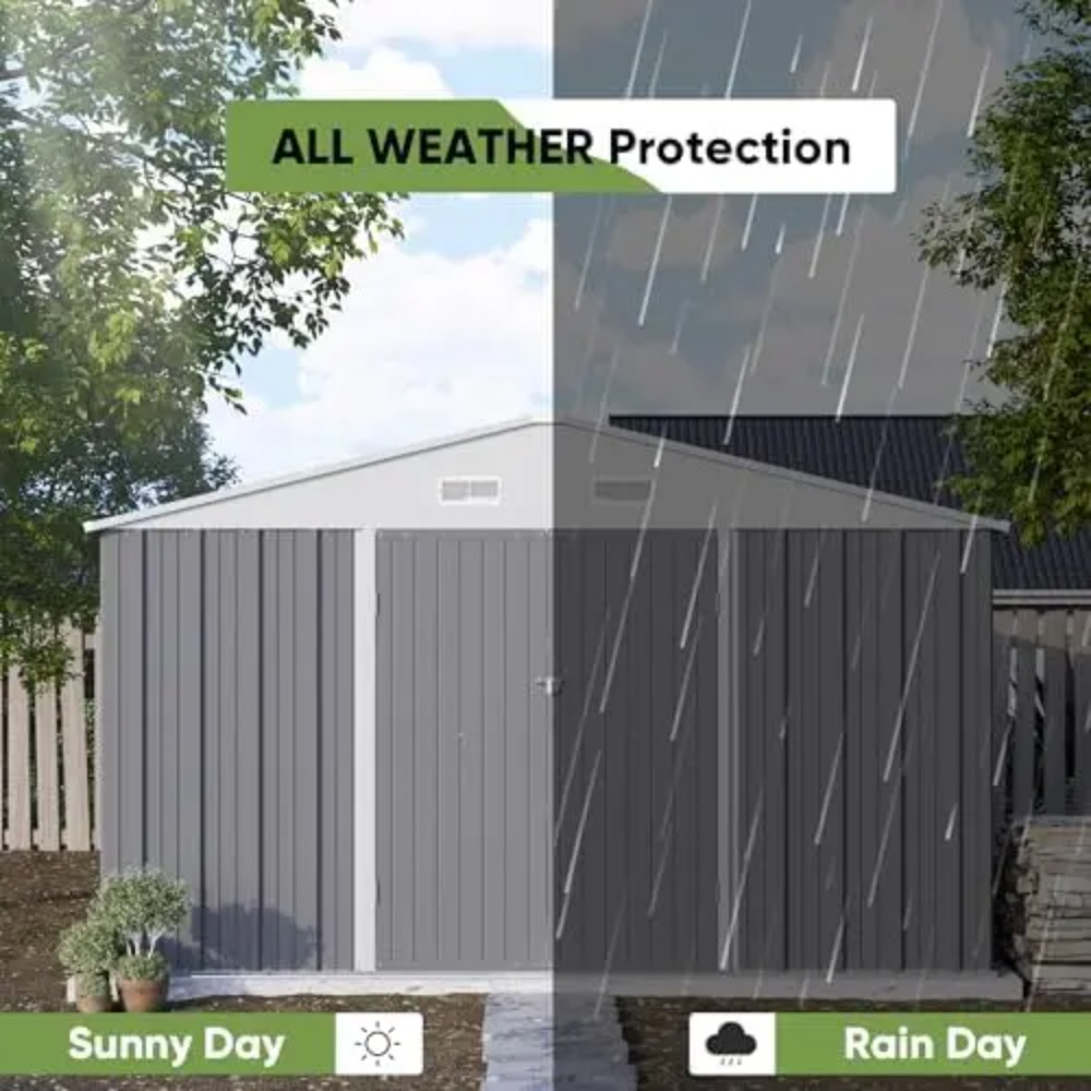 10x10 FT Metal Storage Shed, B - Garden Tools ulasan dan harga