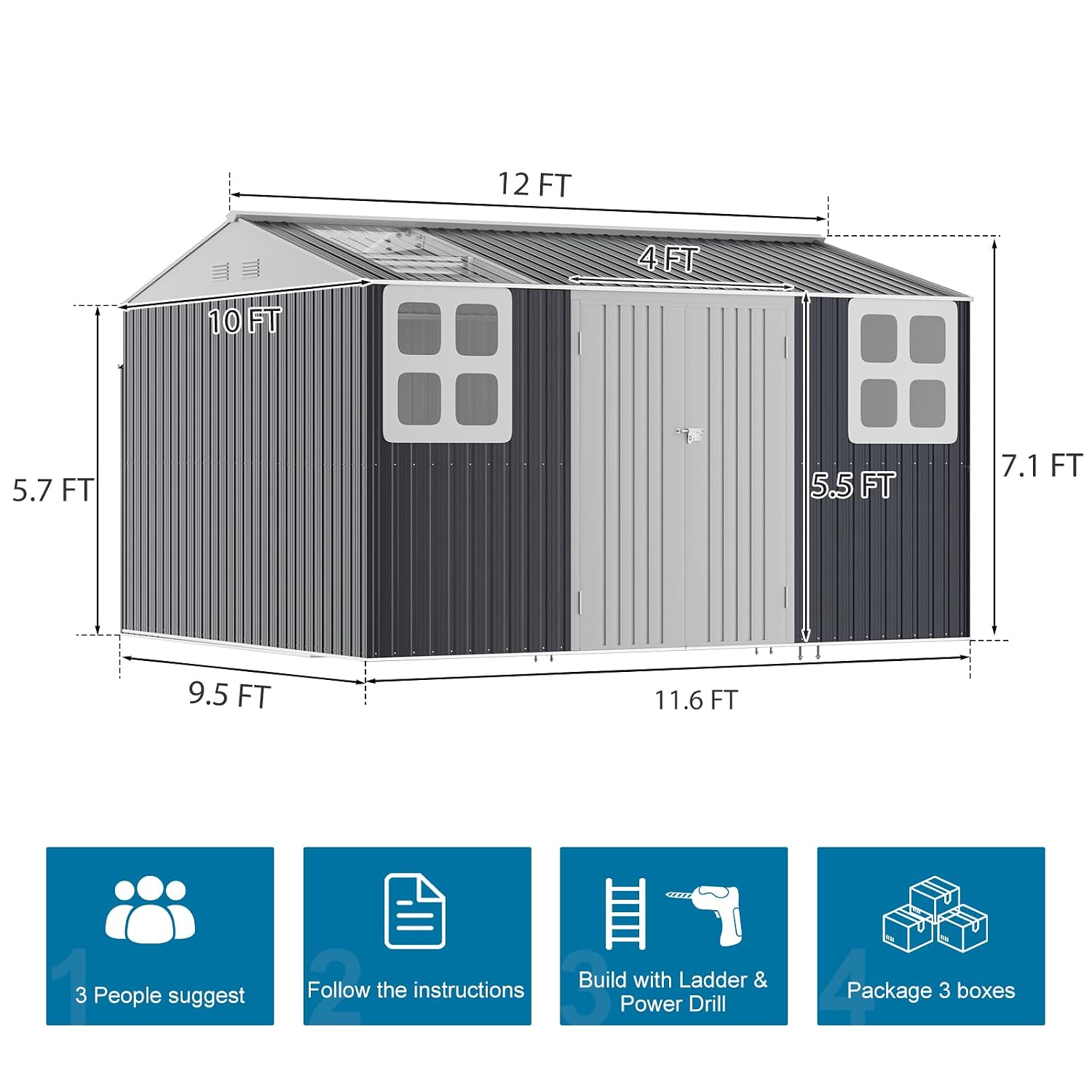 12x10 FT Metal Storage Shed wi - Garden Tools ulasan dan harga